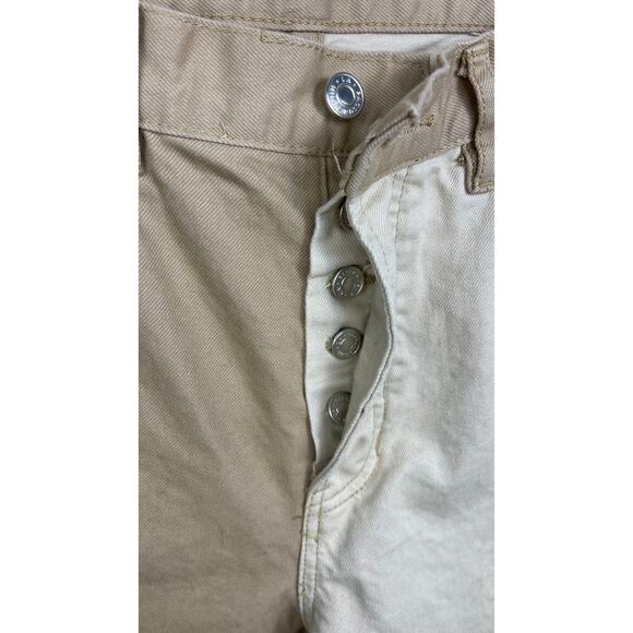 PacSun Tan Brown and Cream Beige Color Block Dad Jeans with Button Fly Size 27 - Picture 4 of 5